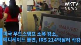미국 푸드스탬프 소폭 감소, 메디케이드 불변, IRS 214억달러 삭감
