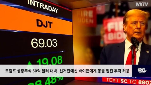 트럼프 상장주식 50억 달러 대박, 선거전에선 바이든에게 동률 접전 추격 허용
